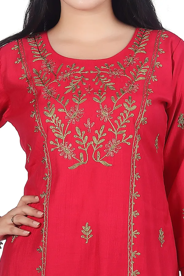 Red_Rayon_Embroidered_Regular_Fit_Solid_Jaipuri_Jaipuri_Kurta_For_Women