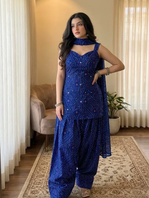 Jaipur_Legacy_Blue_Trendy_Bandhani_SLEEVLESS_Suit_Set