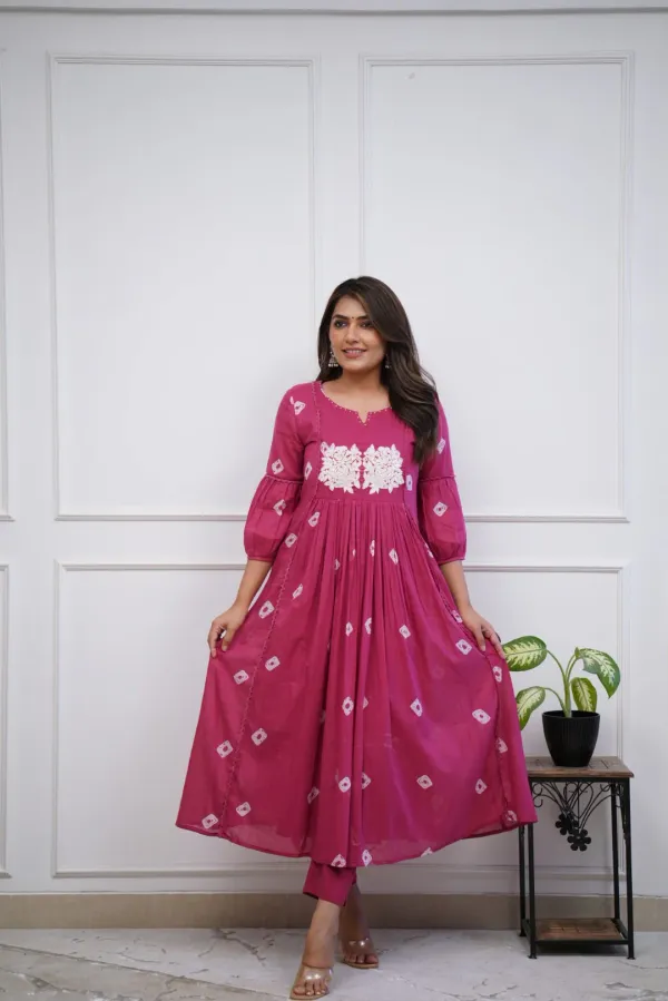 Pink_Ethnic_Cotton_Kurti_With_Pant_Set_For_Women