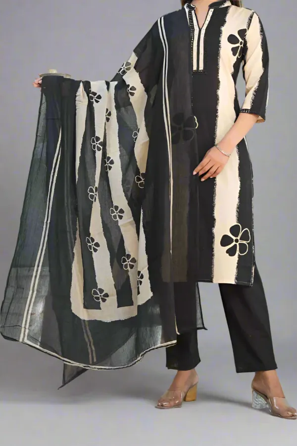 Black_Cotton_Ethnic_Kurti_Pant_&_Dupatta_Set_for_Women_–_Classic_&_Elegant
