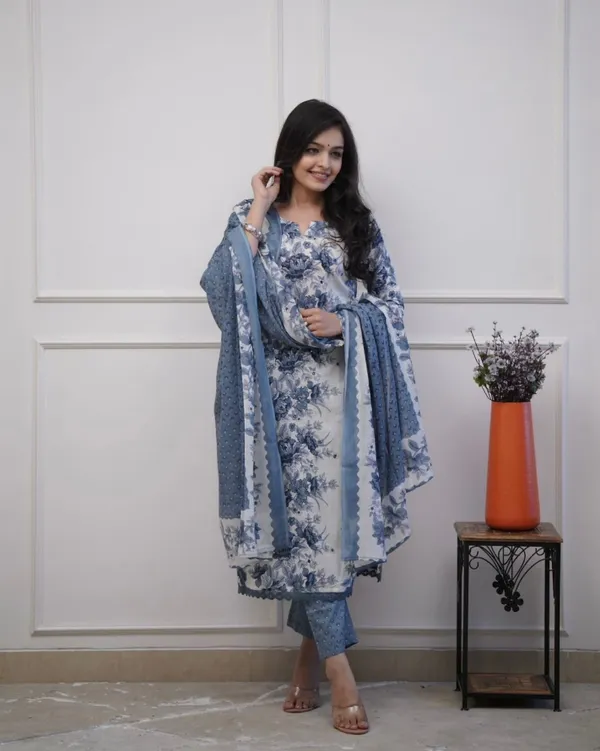 Blue_Ethnic_Cotton_Kurti_Pant_With_Dupatta_Set_For_Women