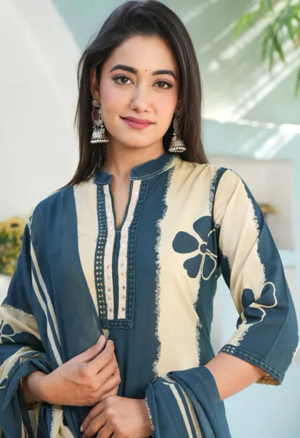 Blue_Ethnic_Cotton_Kurti_Set_with_Pant_&_Dupatta_–_Soft_&_Stylish