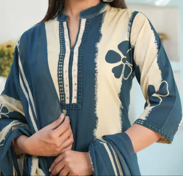 Blue_Ethnic_Cotton_Kurti_Set_with_Pant_&_Dupatta_–_Soft_&_Stylish
