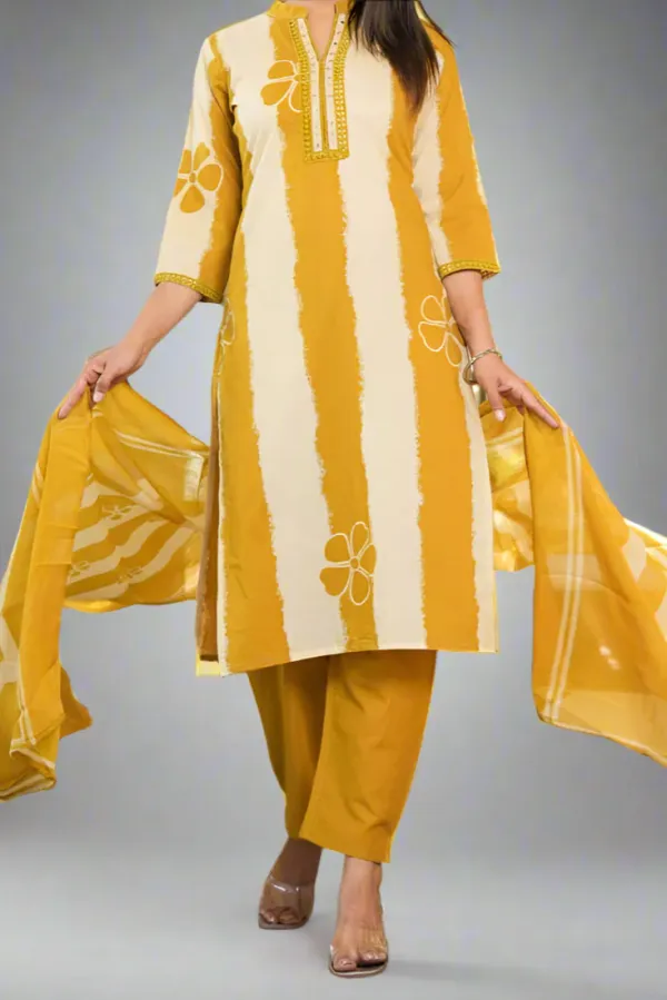 Yellow_Ethnic_Cotton_Kurti_Pant_With_Dupatta_Set_For_Women