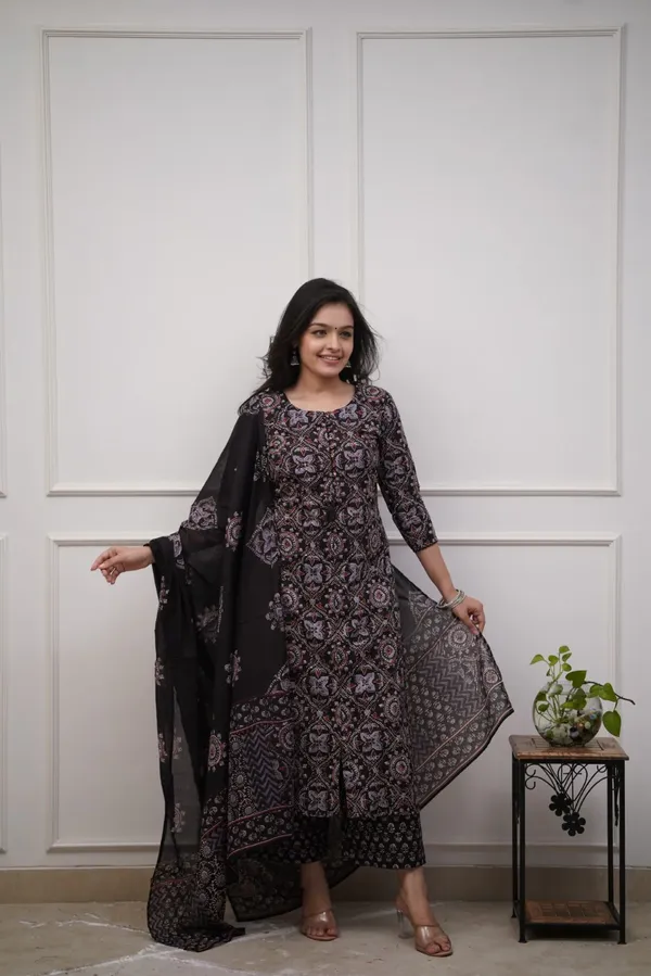Coffee_Brown_Cotton_Ethnic_Kurti_Pant_&_Dupatta_Set_for_Women_–_Elegant_&_Comfortable