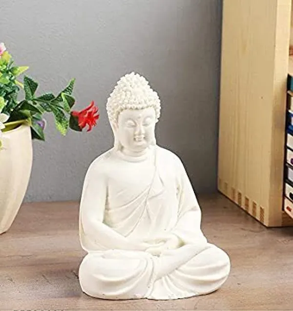 White_Resin::Marble_Buddha_Religious_Idol_And_Figurine_For_Home_Decor