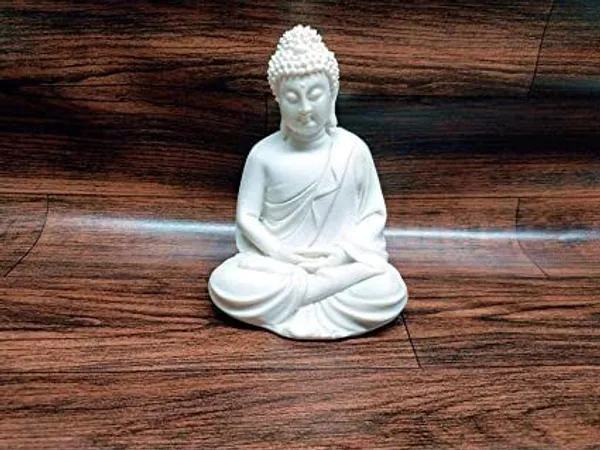 White_Resin::Marble_Buddha_Religious_Idol_And_Figurine_For_Home_Decor