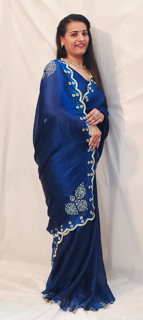 Dark_Blue_Fandy_Chiffon_Saree_with_Unstitched_Blouse_Piece