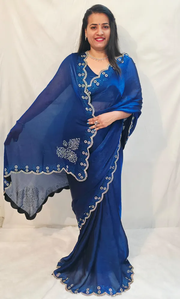 Dark_Blue_Fandy_Chiffon_Saree_with_Unstitched_Blouse_Piece