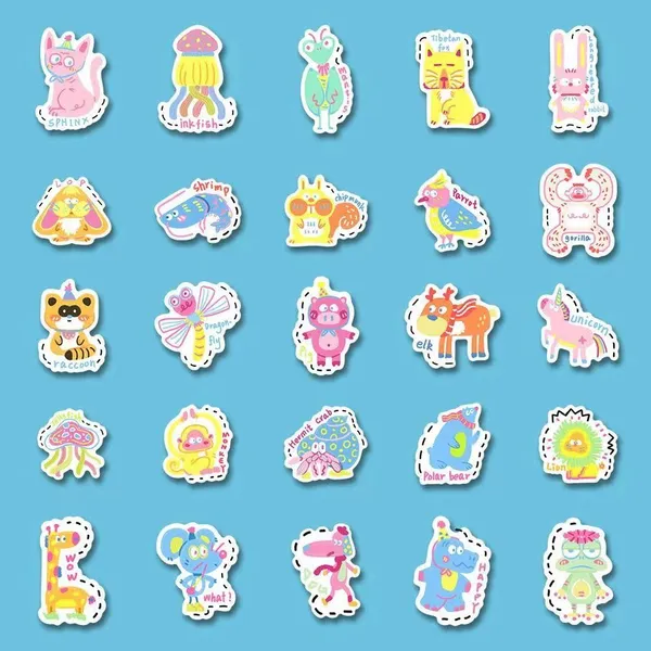 Pack_Of_100_Vinyl_Stickers_For_Laptop_Mobile_Phones_Computer_Bicycle_Bike_Luggage_Scrapbook_Guitar_Waterproof_Stickers_Animal_Name