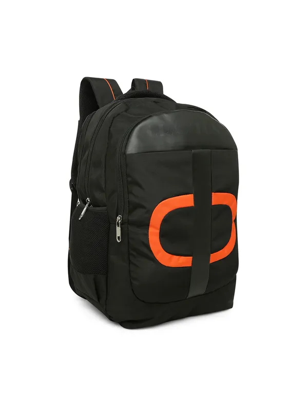 Black_Polyester_Laptop_Backpack_With_Compression_Straps_For_Unisex