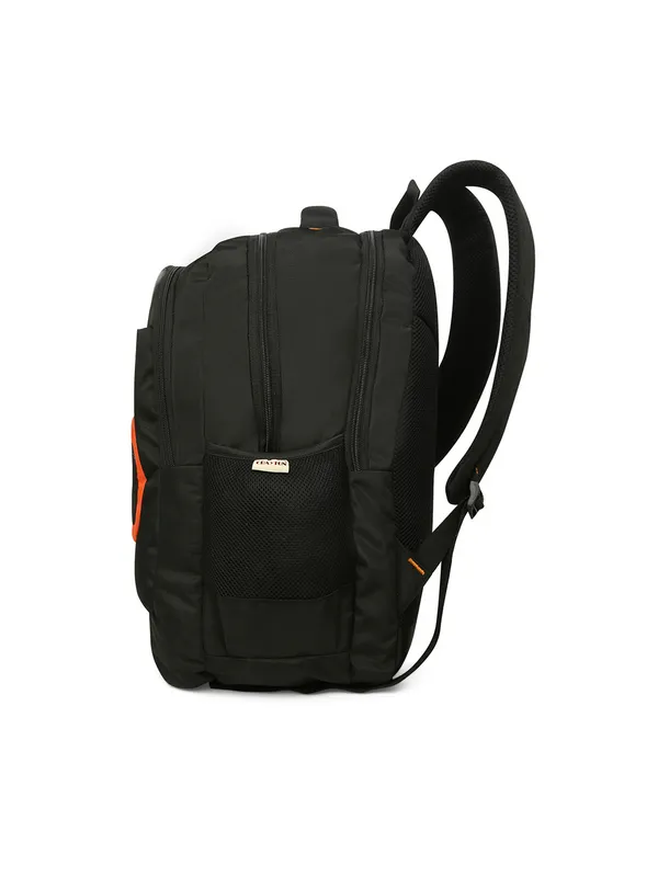 Black_Polyester_Laptop_Backpack_With_Compression_Straps_For_Unisex