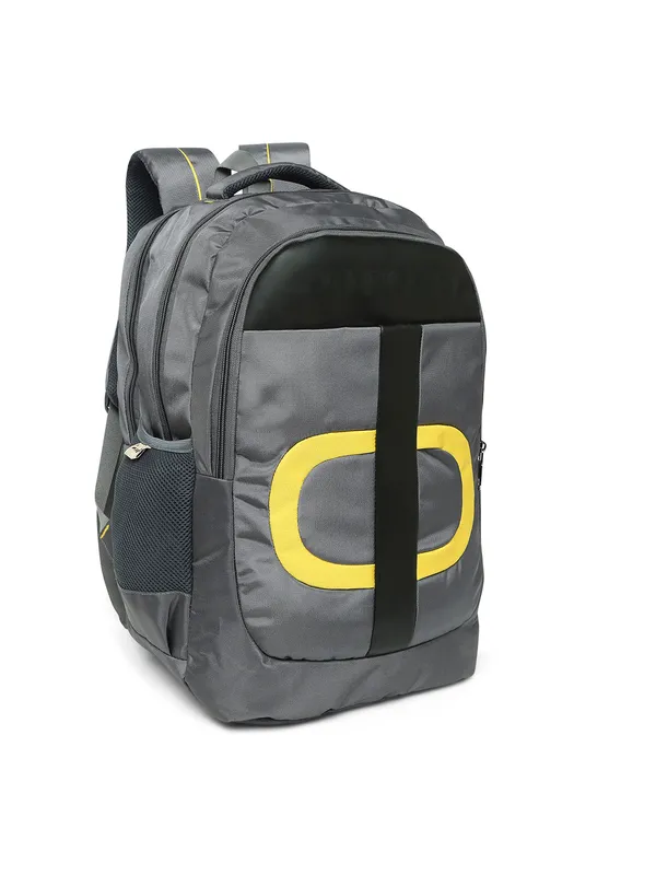 Grey_Polyester_Laptop_Backpack_With_Compression_Straps_For_Unisex