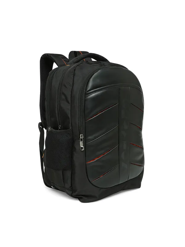 Black_Polyester_Laptop_Backpack_With_Compression_Straps_For_Unisex