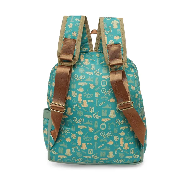 Green_Polyester_Cycle_Design_Backpack_With_Pouch_For_Unisex