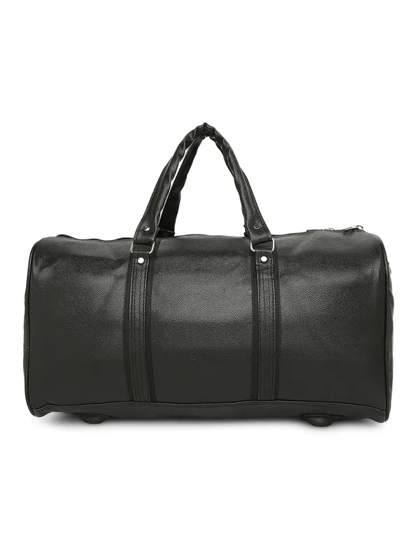 Black_Vegan_Leather_Medium_Gym_Duffel_Bag_For_Unisex