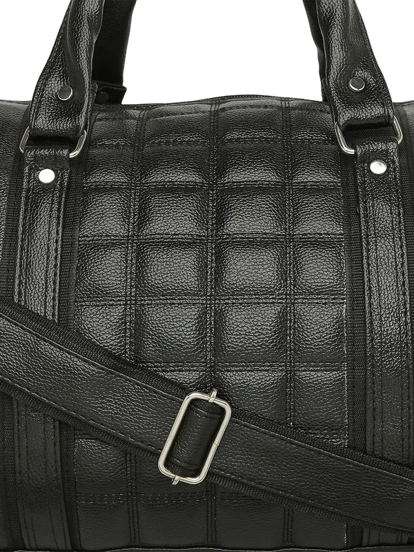 Black_Vegan_Leather_Medium_Gym_Duffel_Bag_For_Unisex