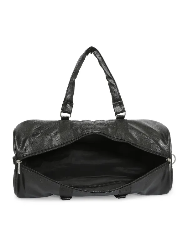 Black_Vegan_Leather_Medium_Gym_Duffel_Bag_For_Unisex