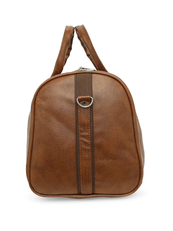 Tan_Vegan_Leather_Medium_Gym_Duffel_Bag_For_Unisex