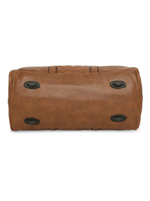 Tan_Vegan_Leather_Medium_Gym_Duffel_Bag_For_Unisex
