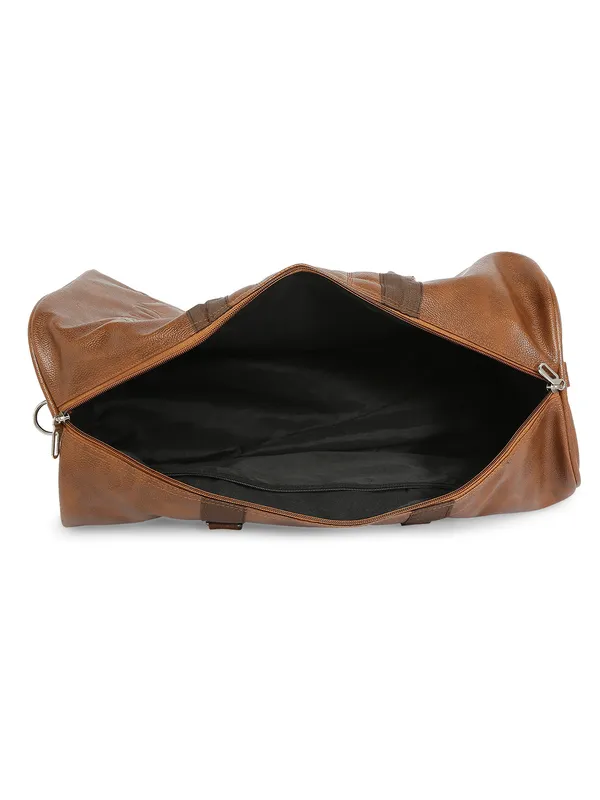Tan_Vegan_Leather_Medium_Gym_Duffel_Bag_For_Unisex