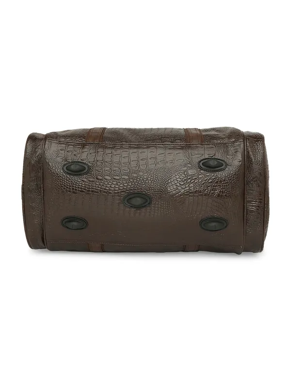Brown_Vegan_Leather_Medium_Textu_Vegan_Crocodile_Leather_Gym_Duffel_Bag_For_Unisex