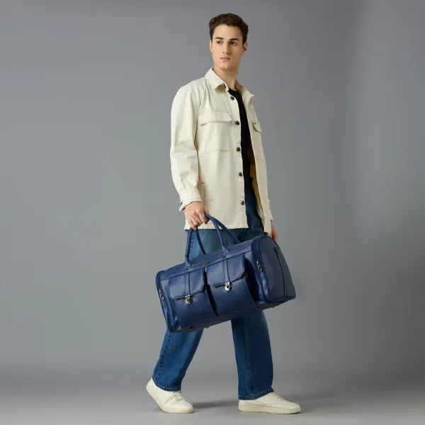Blue_Vegan_Leather_Duffel_Gym_And_Travel_Bag_With_Multiple_Pockets_For_Unisex