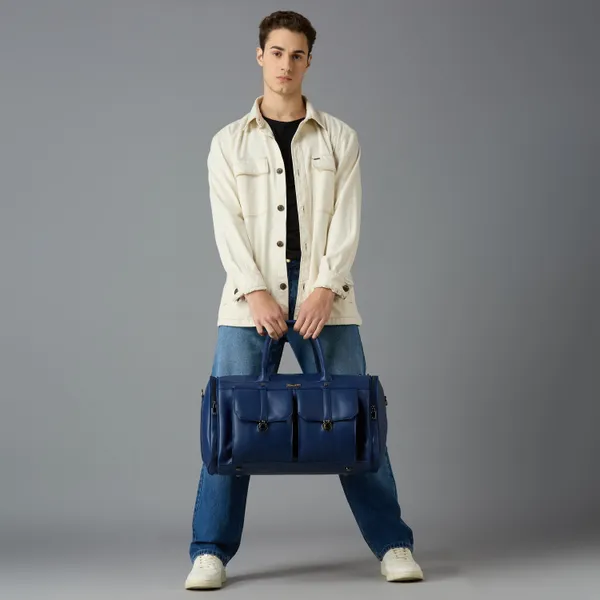 Blue_Vegan_Leather_Duffel_Gym_And_Travel_Bag_With_Multiple_Pockets_For_Unisex