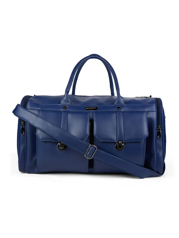 Blue_Vegan_Leather_Duffel_Gym_And_Travel_Bag_With_Multiple_Pockets_For_Unisex