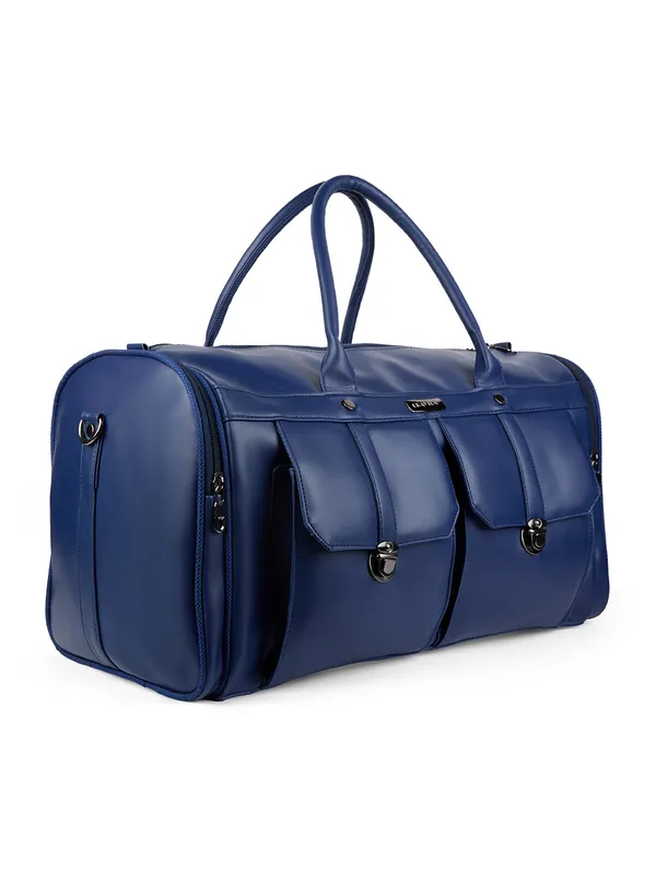 Blue_Vegan_Leather_Duffel_Gym_And_Travel_Bag_With_Multiple_Pockets_For_Unisex