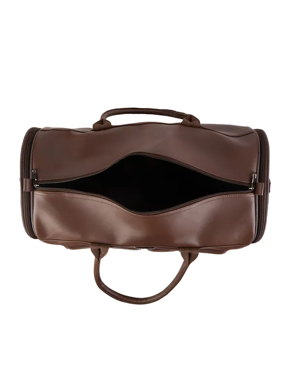 Brown_Vegan_Leather_Duffel_Gym_And_Travel_Bag_With_Multiple_Pockets_For_Unisex
