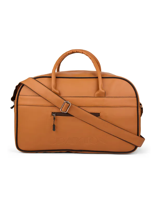 Tan_Vegan_Leather_Weekender_Duffel_Bag_Sleek_Stylish_Spacious_For_Unisex