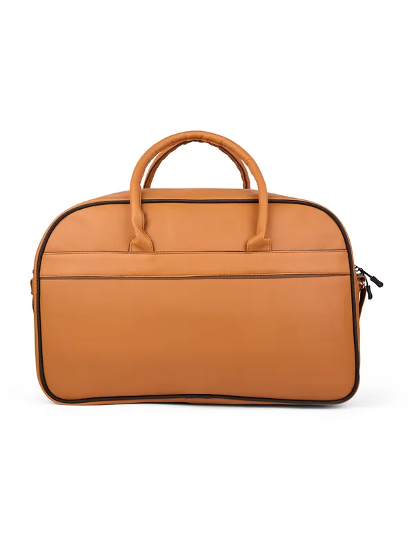 Tan_Vegan_Leather_Weekender_Duffel_Bag_Sleek_Stylish_Spacious_For_Unisex