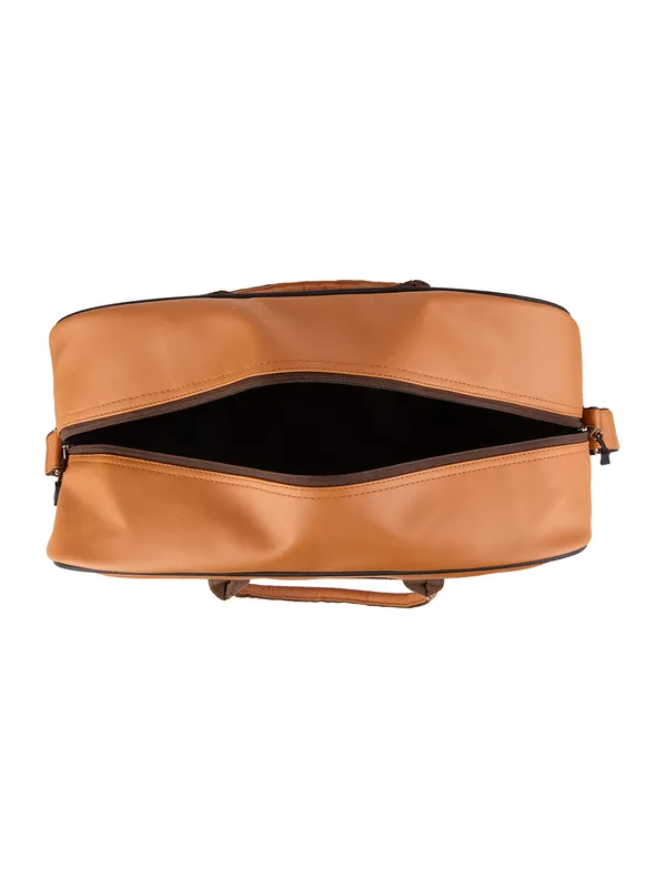 Tan_Vegan_Leather_Weekender_Duffel_Bag_Sleek_Stylish_Spacious_For_Unisex