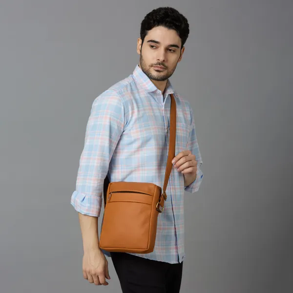 Tan_Vegan_Leather_Sling_Bag_For_Travel,_Passport_Holder_For_Unisex