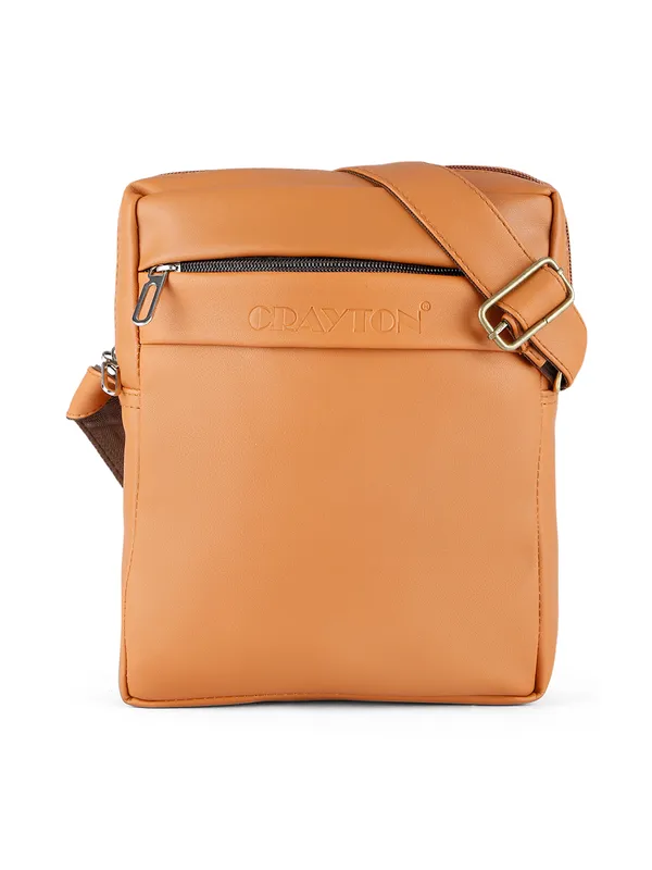 Tan_Vegan_Leather_Sling_Bag_For_Travel,_Passport_Holder_For_Unisex