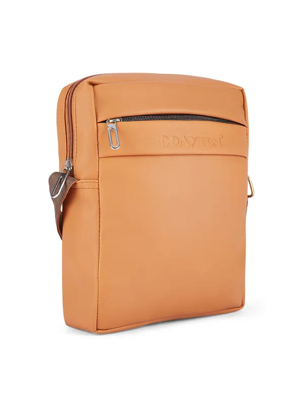 Tan_Vegan_Leather_Sling_Bag_For_Travel,_Passport_Holder_For_Unisex