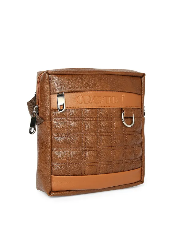 Tan_Vegan_Leather_Sling_Or_Side_Bag_For_Unisex
