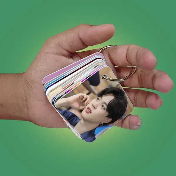 Multicolor_Bts_Flash_1Mm_Thick_Cards_With_Snap_Key_Ring_(Set_Of_12_Cards_24_Photos_Front_Back)_Glossy_Laminated_Photographic_Paper_(2.5_Inch_X_2_Inch)