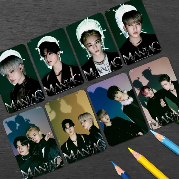 Multicolor_22.86_Cm_Stray_Kids_Maniac_Song_Photocards_(_Set_Of_13_+_3_Freebies_)_Reusable_Sticker_(Pack_Of_16)