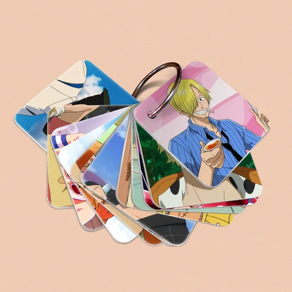 Multicolor_One_Piece_Flash_1Mm_Thick_Cards_With_Snap_Key_Ring_(Set_Of_12_Cards_24_Photos_Front_Back)_Fine_Art_Print_(2.5_Inch_X_2.5_Inch)