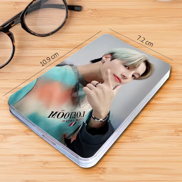Multicolor_9.5_Cm_Ateez_Selfies_Photocards_(_Set_Of_16_)_+_2_Freebies_Self_Adhesive_Sticker_(Pack_Of_16)