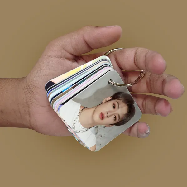 Multicolor_Stray_Kids_Flash_1Mm_Thick_Cards_With_Snap_Key_Ring_(Set_Of_12_Cards_24_Photos)_Glossy_Laminated_Photographic_Paper_(2_Inch_X_2.5_Inch)