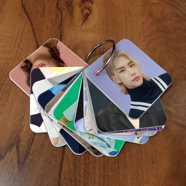Multicolor_Stray_Kids_Flash_1Mm_Thick_Cards_With_Snap_Key_Ring_(Set_Of_12_Cards_24_Photos)_Glossy_Laminated_Photographic_Paper_(2_Inch_X_2.5_Inch)