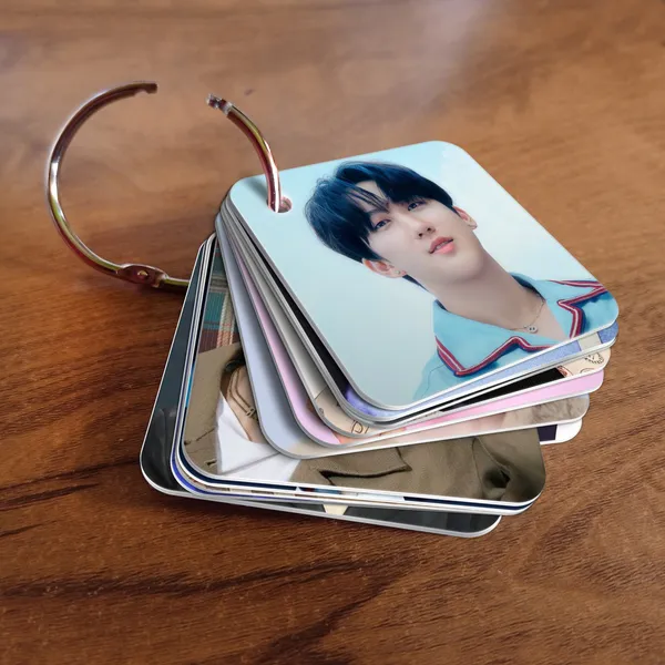 Multicolor_Stray_Kids_Flash_1Mm_Thick_Cards_With_Snap_Key_Ring_(Set_Of_12_Cards_24_Photos)_Glossy_Laminated_Photographic_Paper_(2_Inch_X_2.5_Inch)