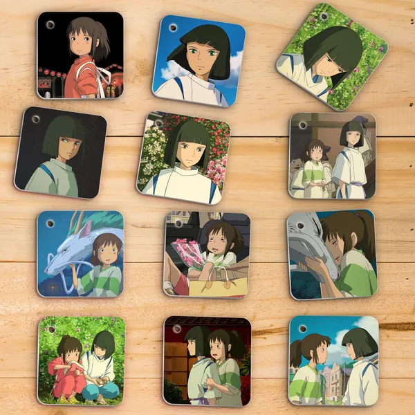 Multicolor_Spirited_Away_Flash_1Mm_Thick_Cards_With_Snap_Key_Ring_(Set_Of_12_Cards_24_Photos_Front_Back)_Glossy_Laminated_Fine_Art_Print_(2.5_Inch_X_2.5_Inch)