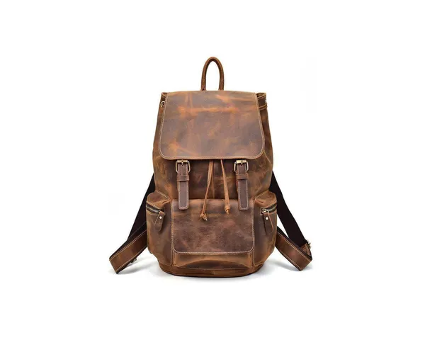 Brown_Buffalo_Genuine_Leather_Backpack_Handmade_Unisex_Backpack_/Hiking_Backpack_Travel_Outdoor_Shoulder_Bag._(_14X15.5_inchs_)
