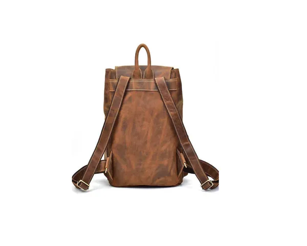 Brown_Buffalo_Genuine_Leather_Backpack_Handmade_Unisex_Backpack_/Hiking_Backpack_Travel_Outdoor_Shoulder_Bag._(_14X15.5_inchs_)