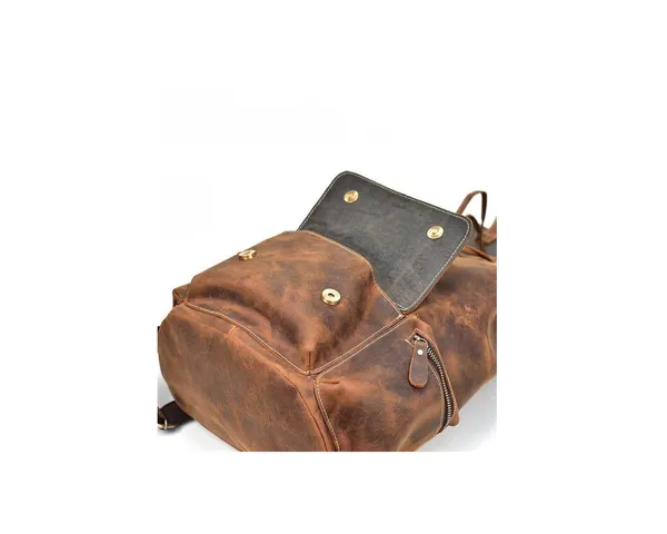 Brown_Buffalo_Genuine_Leather_Backpack_Handmade_Unisex_Backpack_/Hiking_Backpack_Travel_Outdoor_Shoulder_Bag._(_14X15.5_inchs_)