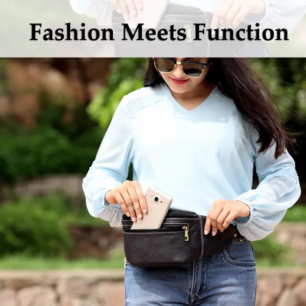 Black_Black_Genuine_Leather_Fanny_Pack__Fashionable__Waist_Belt_Bag_For_Travel_Sports_Hiking_Cycling_Fishing_Running_(_8X4.5_inchs_)